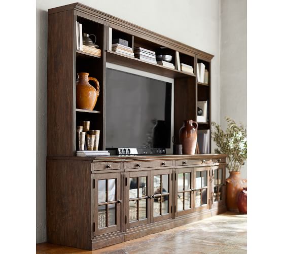 Pottery Barn LIVINGSTON MEDIUM MEDIA SUITE WITH GLASS DOORS pottery barn thanksgiving sale