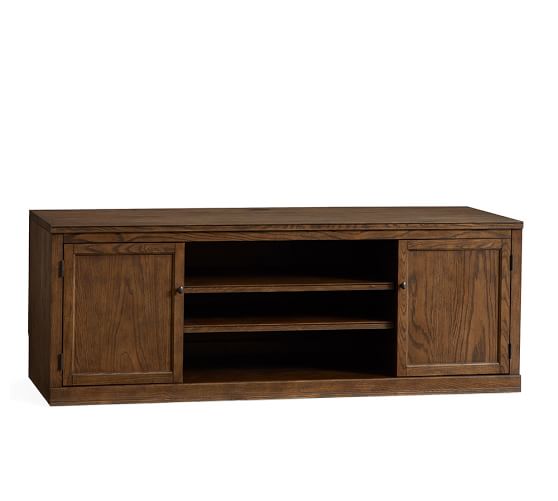 Pottery Barn LOGAN LARGE TV STAND Hewn Oak pottery barn premier sale