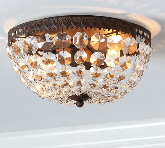 Pottery Barn MIA FACETED-CRYSTAL FLUSHMOUNT pottery barn premier sale