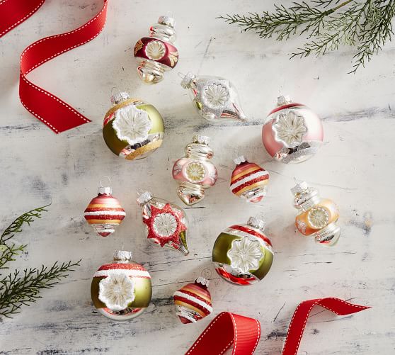 Pottery Barn MIXED VINTAGE MERCURY ORNAMENTS, SET OF 12 pottery barn cyber monday sale premier