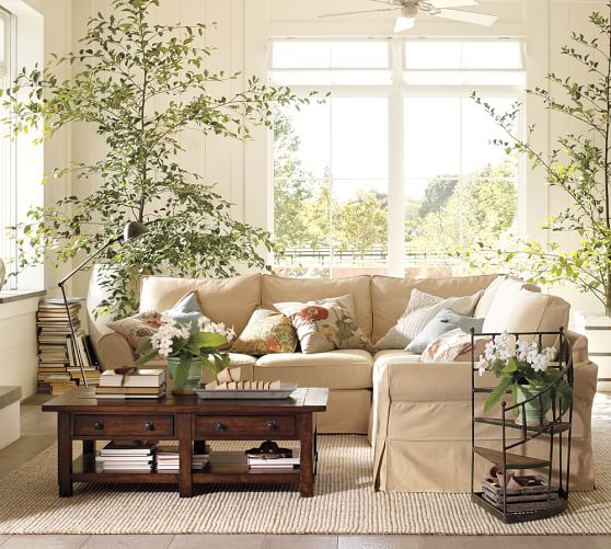 Pottery Barn PB COMFORT ROLL ARM SLIPCOVERED 3-PIECE SECTIONAL WITH CORNER pottery barn cyber monday sale premier day