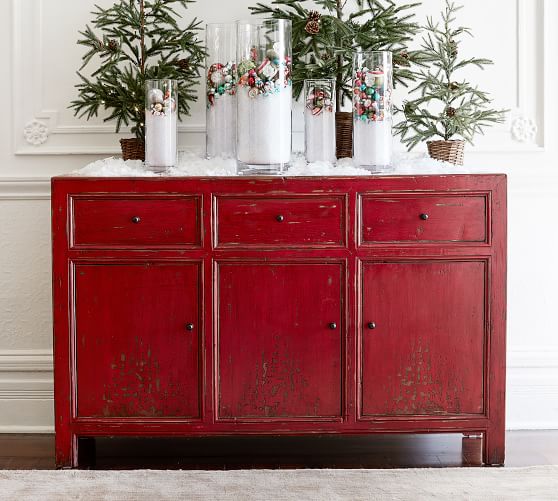 Pottery Barn RICO MEDIA CONSOLE Antique Red Finish pottery barn thanksgiving sale