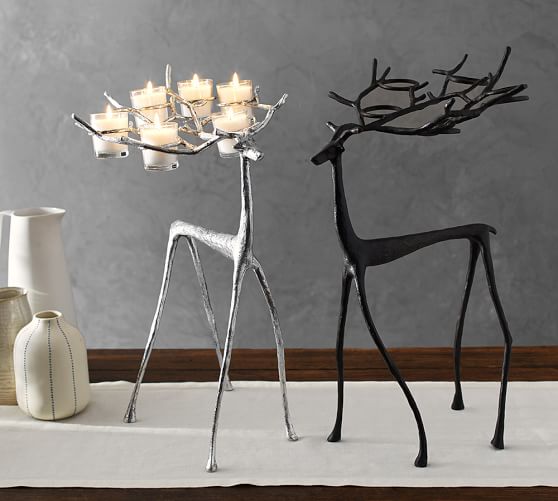 Pottery Barn SCULPTED REINDEER VOTIVE HOLDER pottery barn premier sale