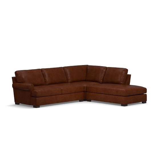 Pottery Barn TOWNSEND ROLL ARM LEATHER BUMPER SECTIONAL pottery barn black friday sale