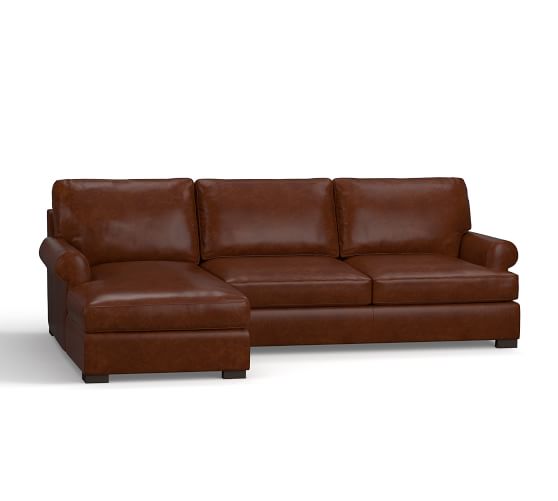 Pottery Barn TOWNSEND ROLL ARM LEATHER CHAISE SOFA SECTIONAL pottery barn thanksgiving sale