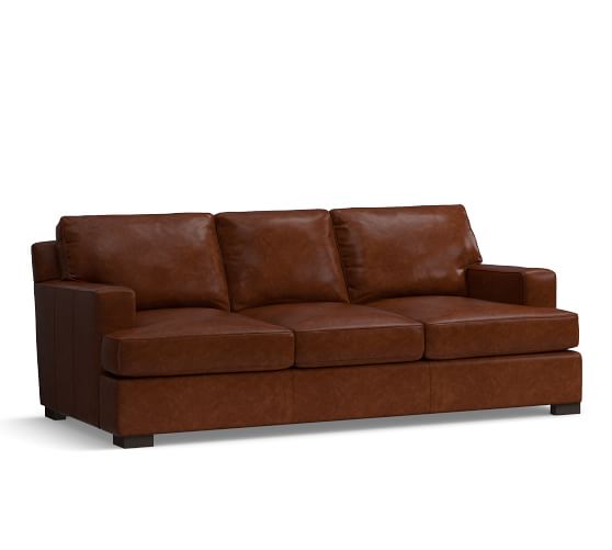 Pottery Barn TOWNSEND SQUARE ARM LEATHER SOFA COLLECTION pottery barn premier sale