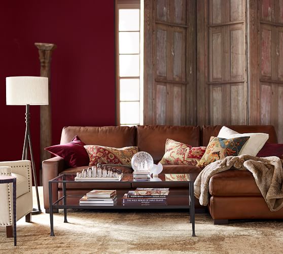 Pottery Barn TURNER SQUARE ARM LEATHER SOFA WITH CHAISE SECTIONAL pottery barn cyber monday sale premier day