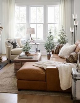 Pottery Barn TURNER SQUARE ARM LEATHER SOFA WITH CHAISE SECTIONAL pottery barn mega sale