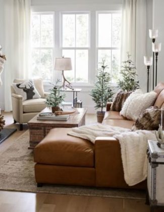 Pottery Barn TURNER SQUARE ARM LEATHER SOFA WITH CHAISE SECTIONAL pottery barn mega sale