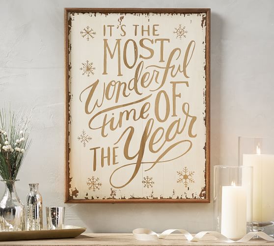 Pottery Barn WONDERFUL SIGN - GOLD it's the most wonderful time of the year pottery barn pre-black friday sale