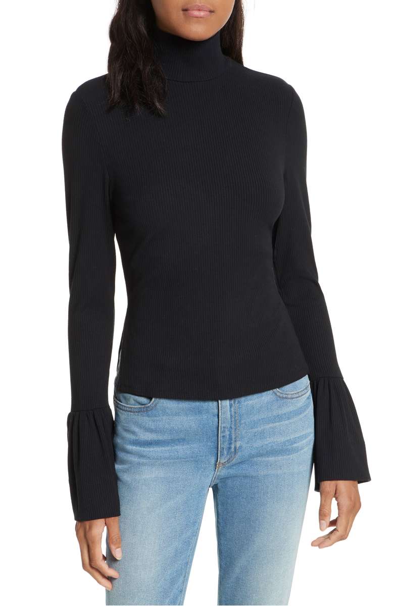 REBECCA MINKOFF May Bell Sleeve Turtleneck Black bell sleeve turtlenecks