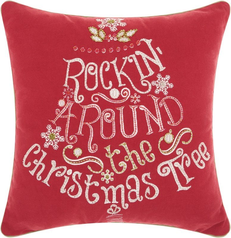 Red Barrel Studio Corydon Square Cotton Throw Pillow Rockin' Around The Christmas Tree Red wayfair cyber monday sale