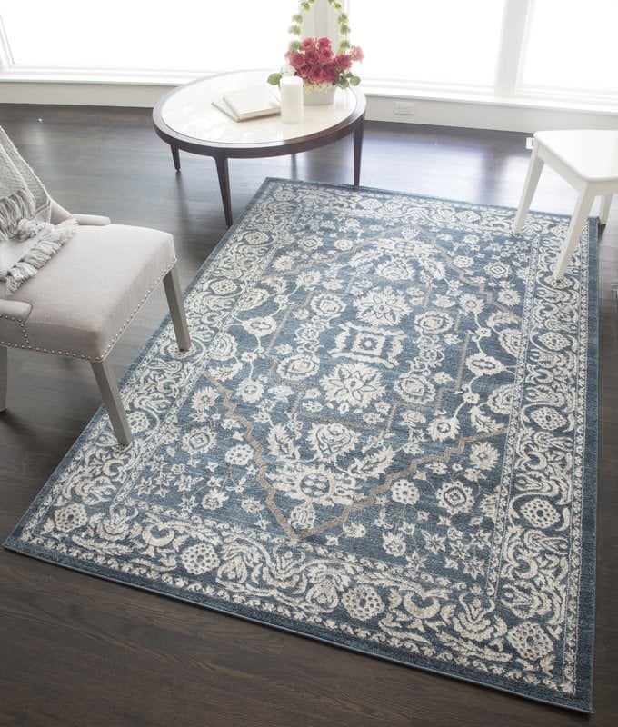 Rugs America Estelle Audrey Blue/Ivory Area Rug wayfair cyber monday sale