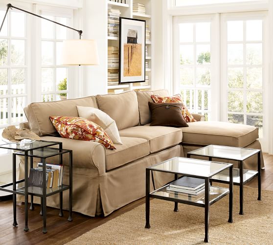 SALE PB BASIC SLIPCOVERED SOFA WITH CHAISE SECTIONAL pottery barn cyber monday sale
