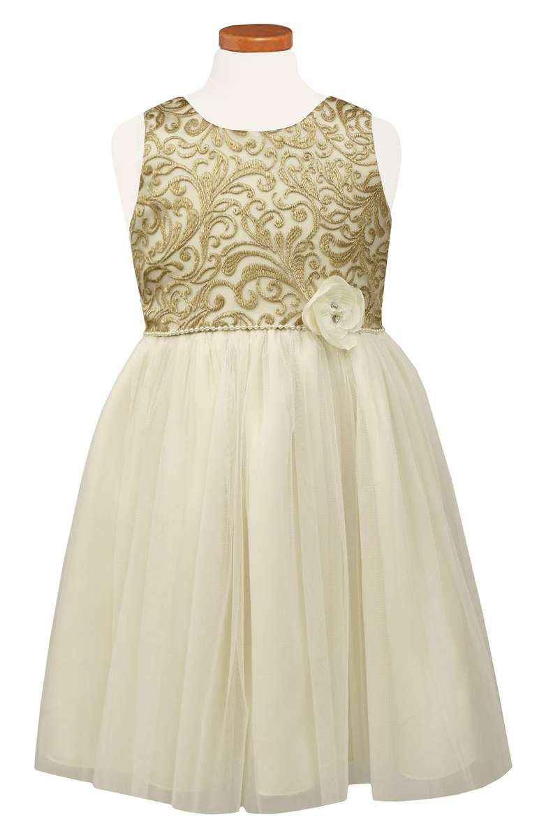 SORBET Brocade Ballerina Dress Ivory Toddler & Little Girl thanksgiving dresses for toddler girls