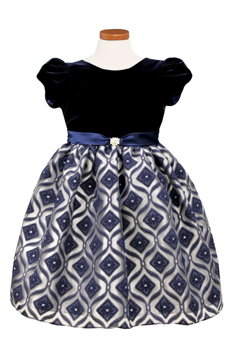 SORBET Diamond Burnout Dress Blue Toddler Little Girl thanksgiving dresses for toddler girls