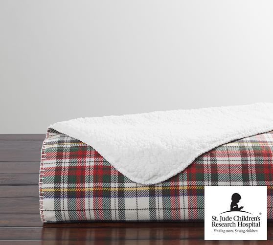 ST. JUDE THANKS AND GIVING® DENVER PLAID SHERPA OVERSIZE THROW pottery barn premier sale