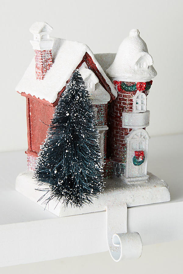Snowy Townhouse Stocking Holder White anthropologie holiday home sale