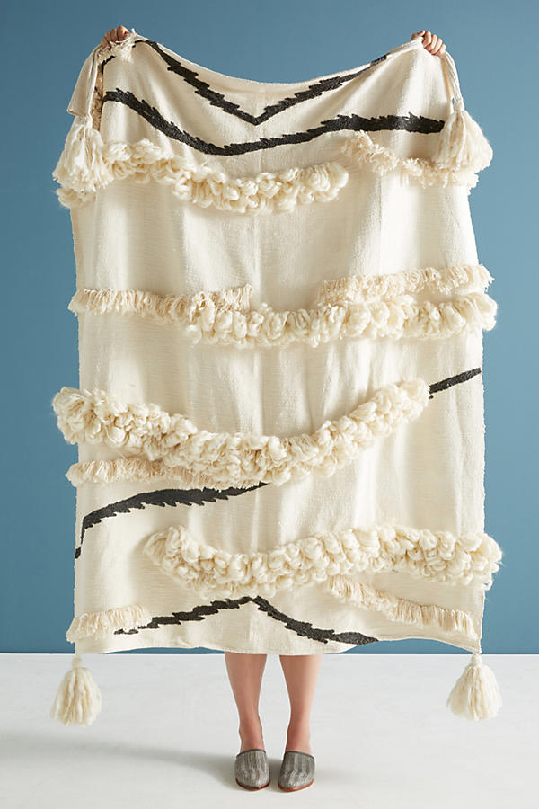 Textured Outre Throw Blanket Cream Anthropologie holiday home sale