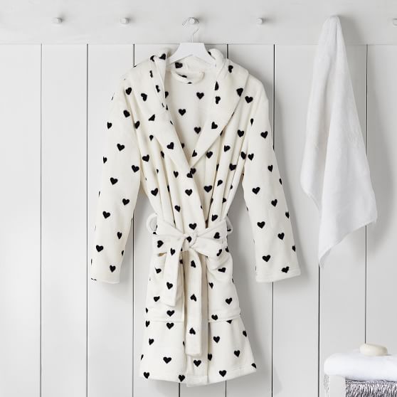 The Emily & Meritt Heart Print Robe White Black emily and meritt for pbteen sale