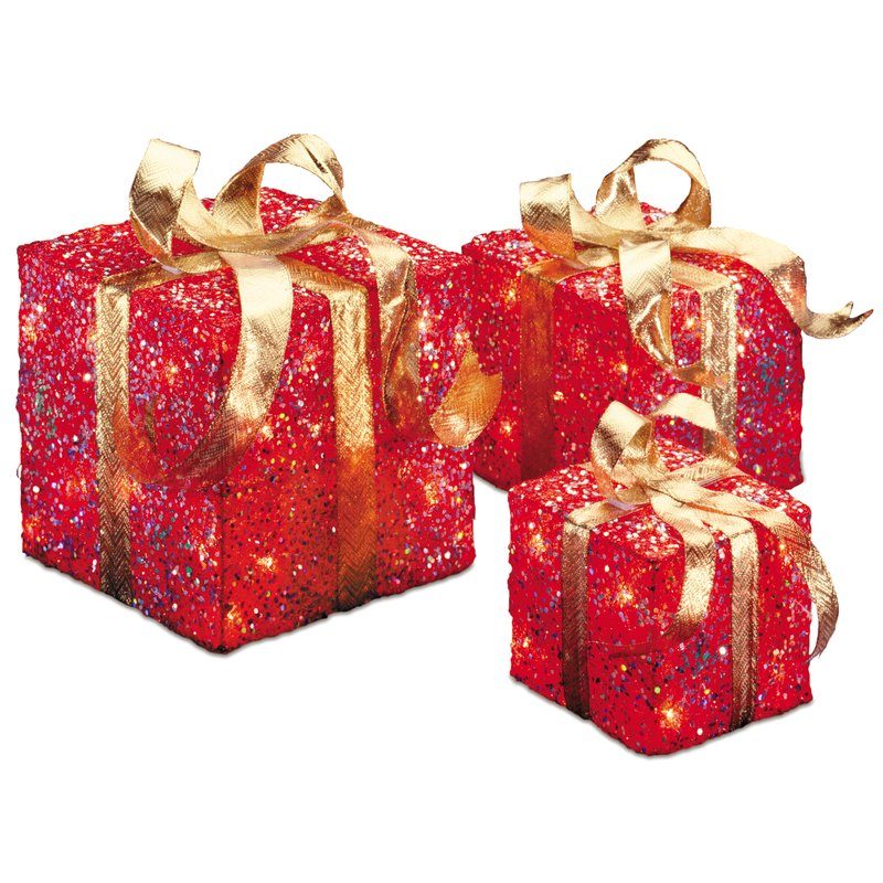 The Holiday Aisle 3 Piece Gift Boxed Christmas Decoration Set with Clear Lights wayfair cyber monday sale 