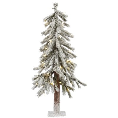 The Holiday Aisle Flocked Alpine 2' White Artificial Christmas Tree with 50 LED White Lights with Stand wayfair everything home sale