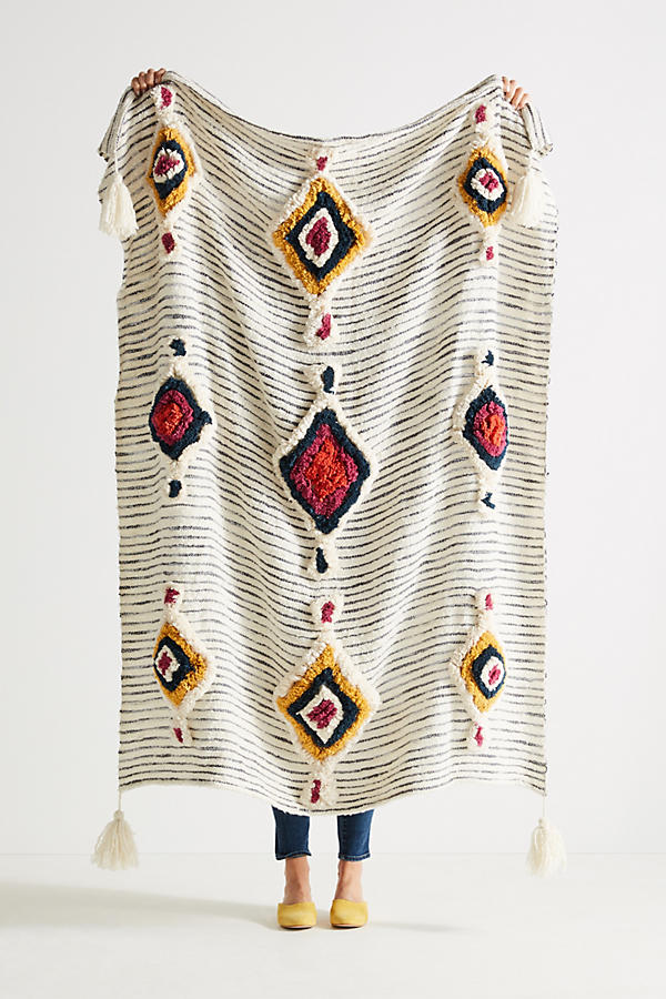Tufted Ayla Throw Blanket Grey Motif anthropologie holiday home sale