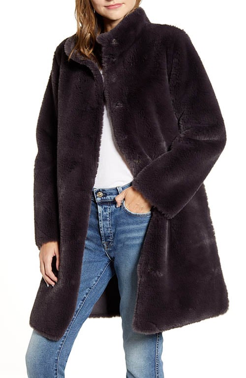 VELVET BY GRAHAM & SPENCER Reversible Faux Shearling Coat Exhaust Grey coats women