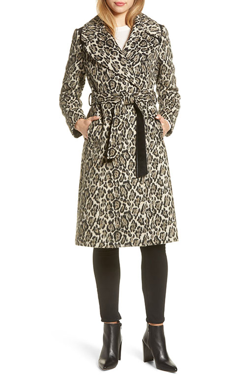 VIA SPIGA Leopard Print Wrap Coat women 