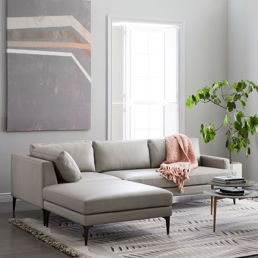 West Elm Andes Leather 3-Piece Chaise Sectional west elm black friday buy more save more sale