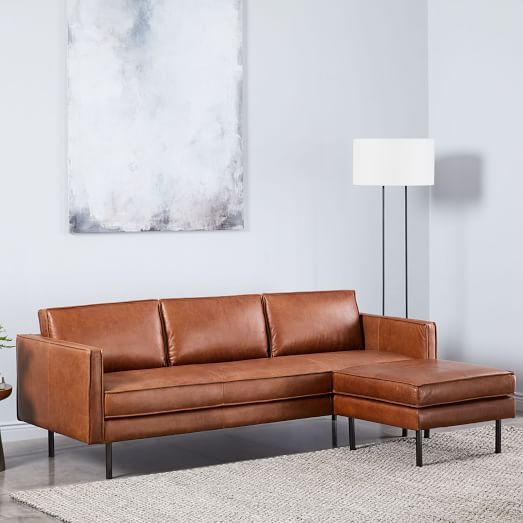 West Elm Axel Leather Sofa (89") + Ottoman Set west elm black friday buy more save more sale