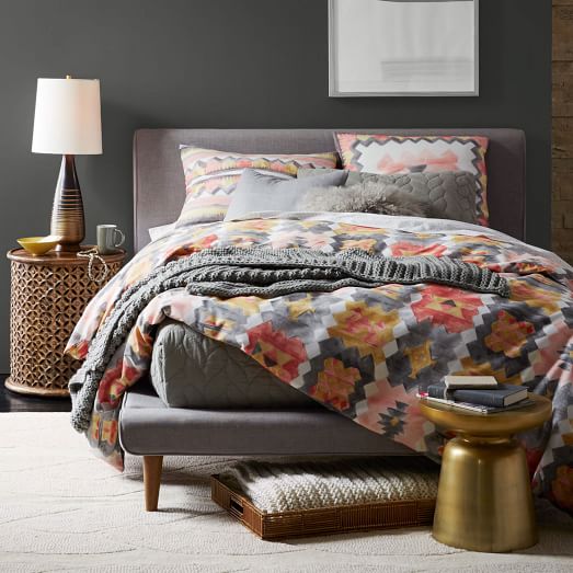 West Elm Mod Upholstered Platform Bed - Feather Gray west elm black friday buy more save more sale