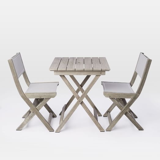 West Elm Portside Folding Bistro Set - Weathered Gray west elm black friday buy more save more sale