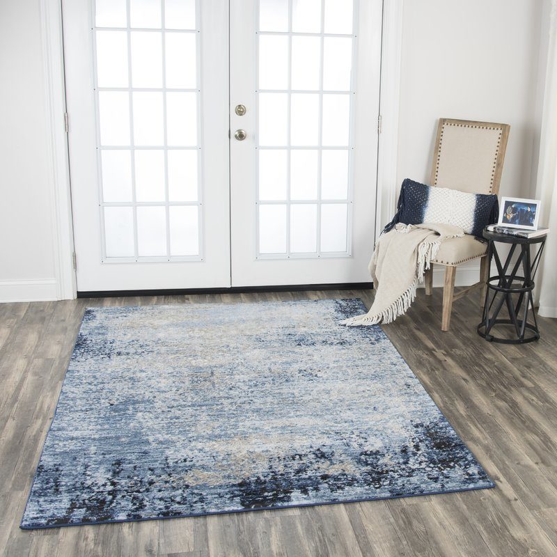 Williston Forge Lanette Blue/White Area Rug wayfair cyber monday sale