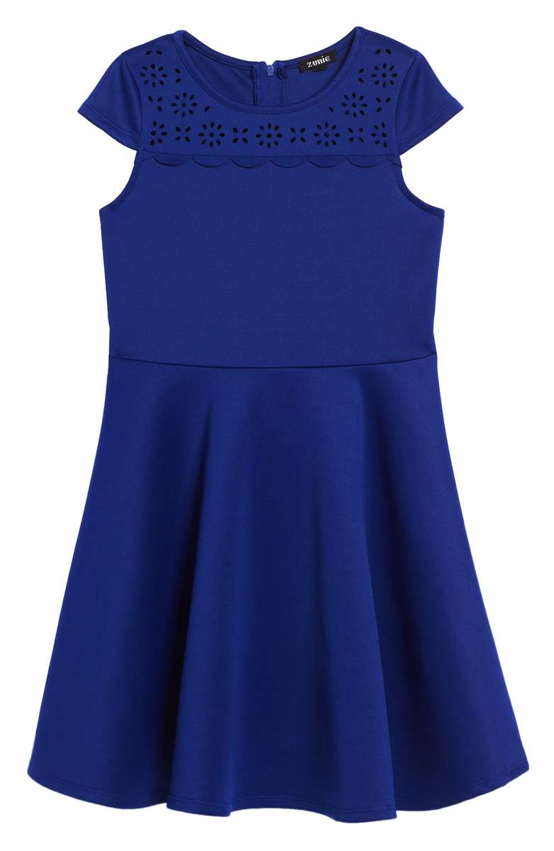ZUNIE Cap Sleeve Skater Dress Cobalt Blue Toddler, Little Girl & Big Girl thanksgiving dresses for toddler girls