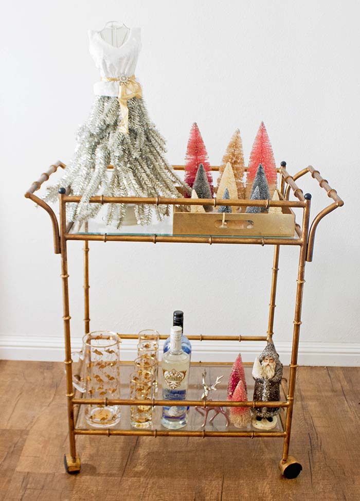 candace rose anderson candieanderson blog holiday bar cart pink silver gold millenial home decor christmas trees