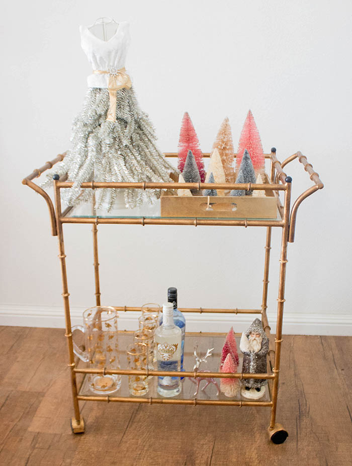 candace rose anderson candieanderson blog holiday bar cart pink silver white christmas trees