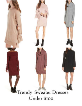 Fashion blogger Candace Rose Anderson of CandieAnderson.com shares 21 trendy sweater dresses under $100 for winter and the holidays!