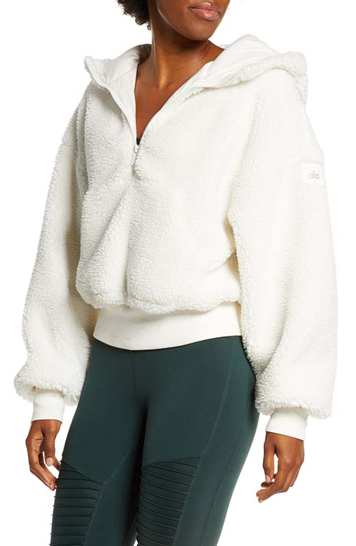 ALO Streetside Half Zip Fleece Hoodie Pristine pullovers