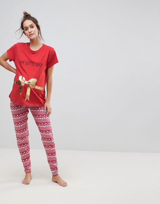 ASOS MATERNITY HOLIDAYS T-Shirt with My Little Gift Embroidery holiday shirts for mom women christmas