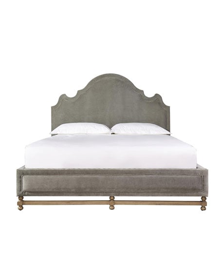 Aimee Velvet King Bed Gray horchow friends and family sale