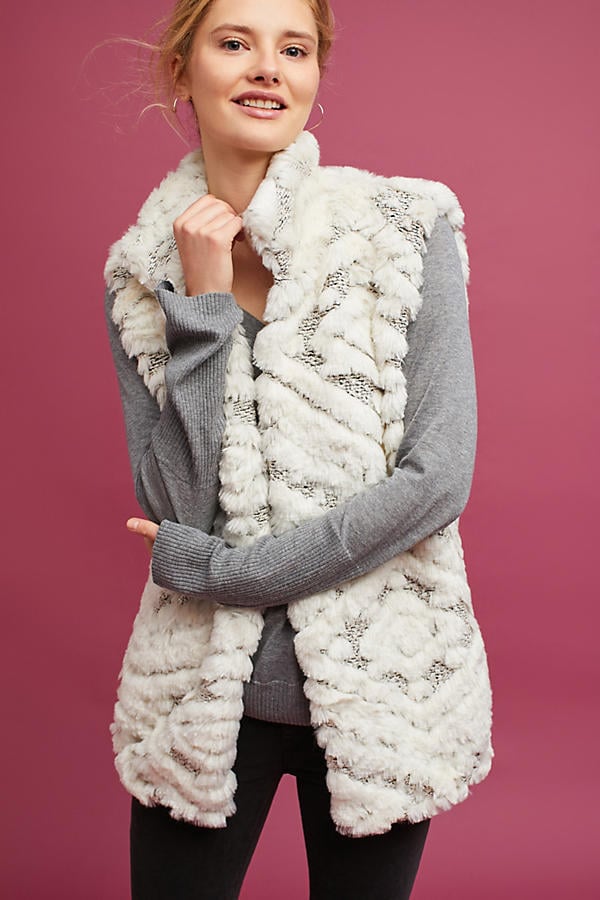 Amadi Basia Faux Fur Vest White faux fur vests winter holidays women