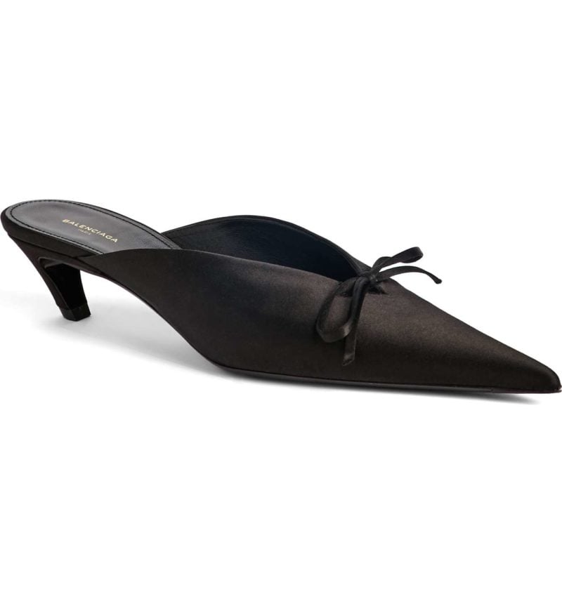 BALENCIAGA Pointy Toe Mule Black bow mules winter holidays