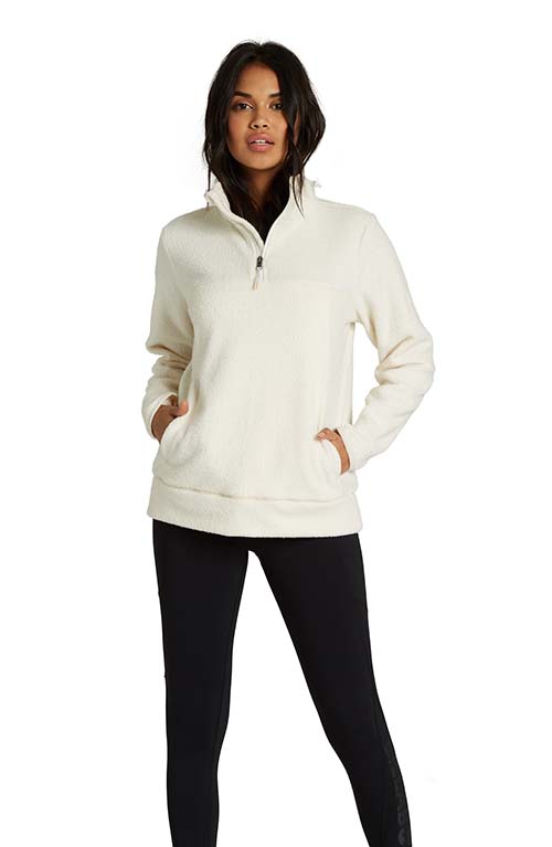 BILLABONG Boundary Fleece Quarter Zip Pullover White Cap women