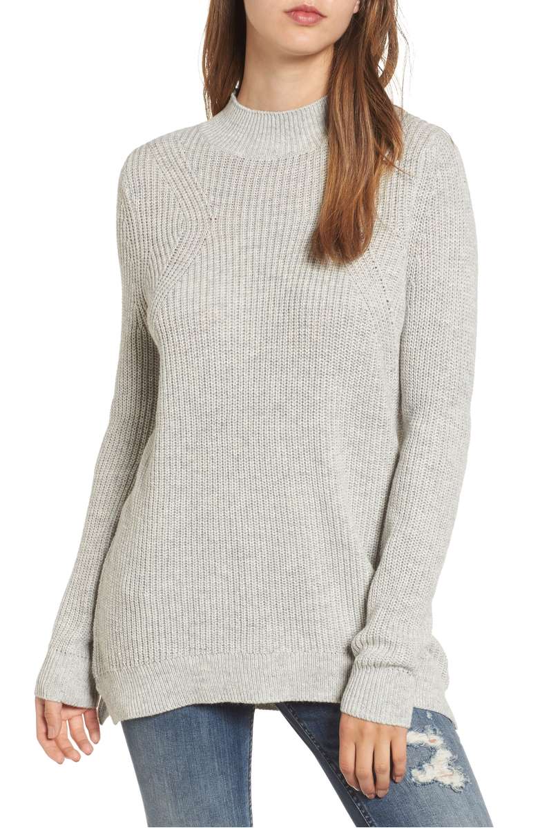 BP. Mock Neck Tunic Sweater Grey Pearl Heather mock neck sweaters holidays winter