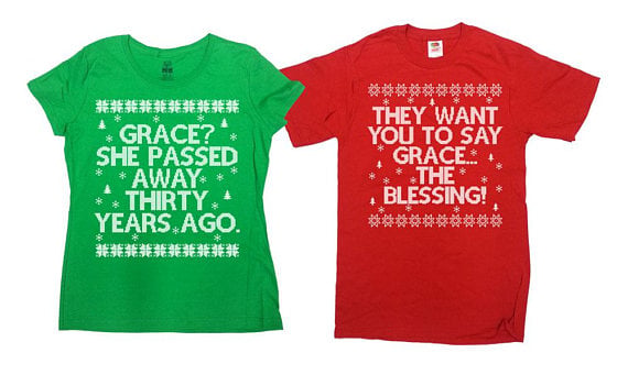 CherryTees Matching Christmas Shirts Christmas Vacation Aunt Bethany Uncle Lewis Green Red ugly shirts 