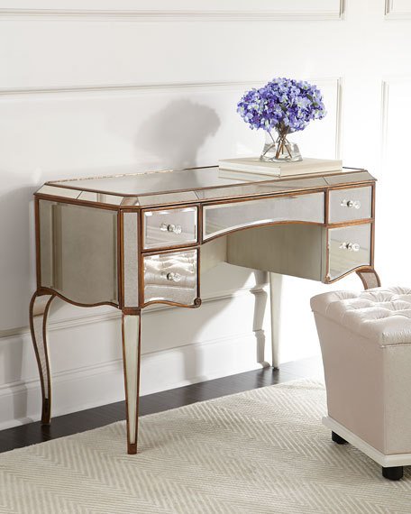 Claudia Mirrored Desk Antique Mirror horchow friends and family sale