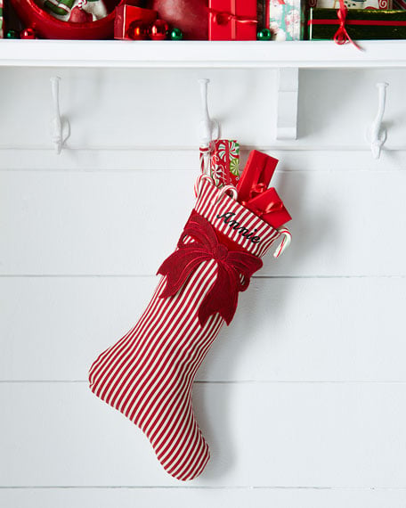 D. Stevens Stripe Christmas Stocking with Felt Bow Red horchow friends and family sale