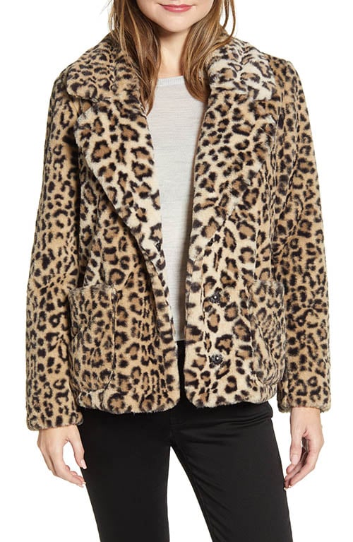Ellen Tracy Faux Fur Jacket Leopard Print women winter holidays