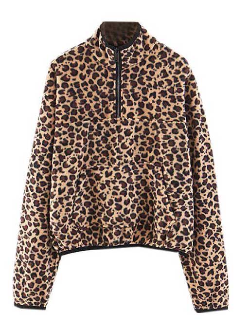 'BRISTOL' LEOPARD PRINT HALF-ZIP FLEECE PULLOVER fleece pullovers
